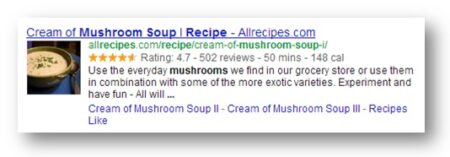 google search result with structured data
