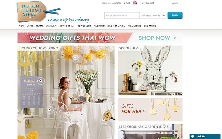 Not on the high street Ecommerce Web Design