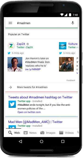 MadMen Twitter Google Search Results