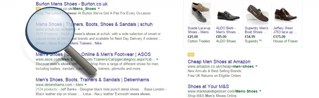 Ecommerce SEO Mens Shoes Google