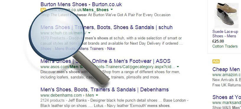 Ecommerce SEO Mens Shoes Google