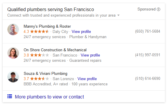 Google Sponsored Local Listings
