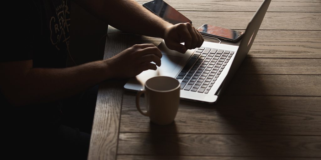 SEO searching on laptop