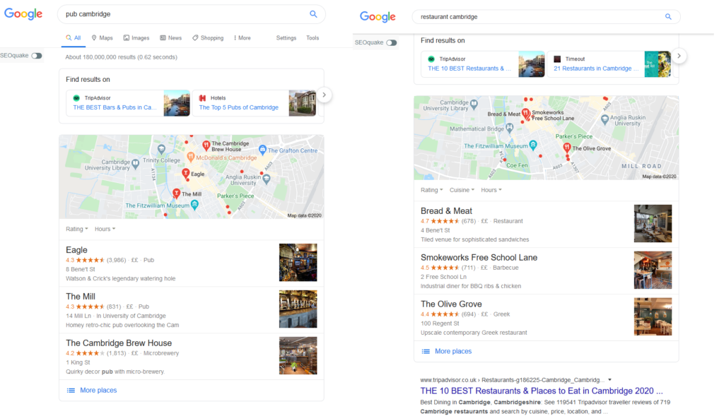 Pub Restaurant Cambridge Google Local Seo